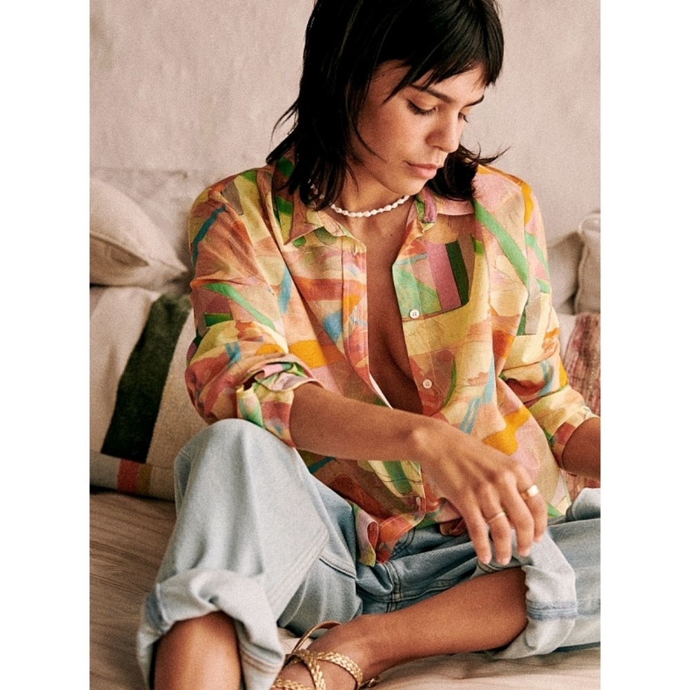 NWOT Sézane x Geoffroy Pithon Pierro Button Down - Solidarity Creation Blouse - Picture 3 of 3